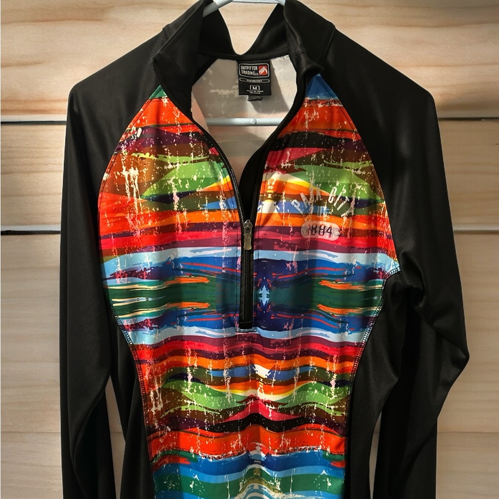 Outfitter Trading Co Pullover with 1/2 zip up in front.  Logo Park City, Utah.